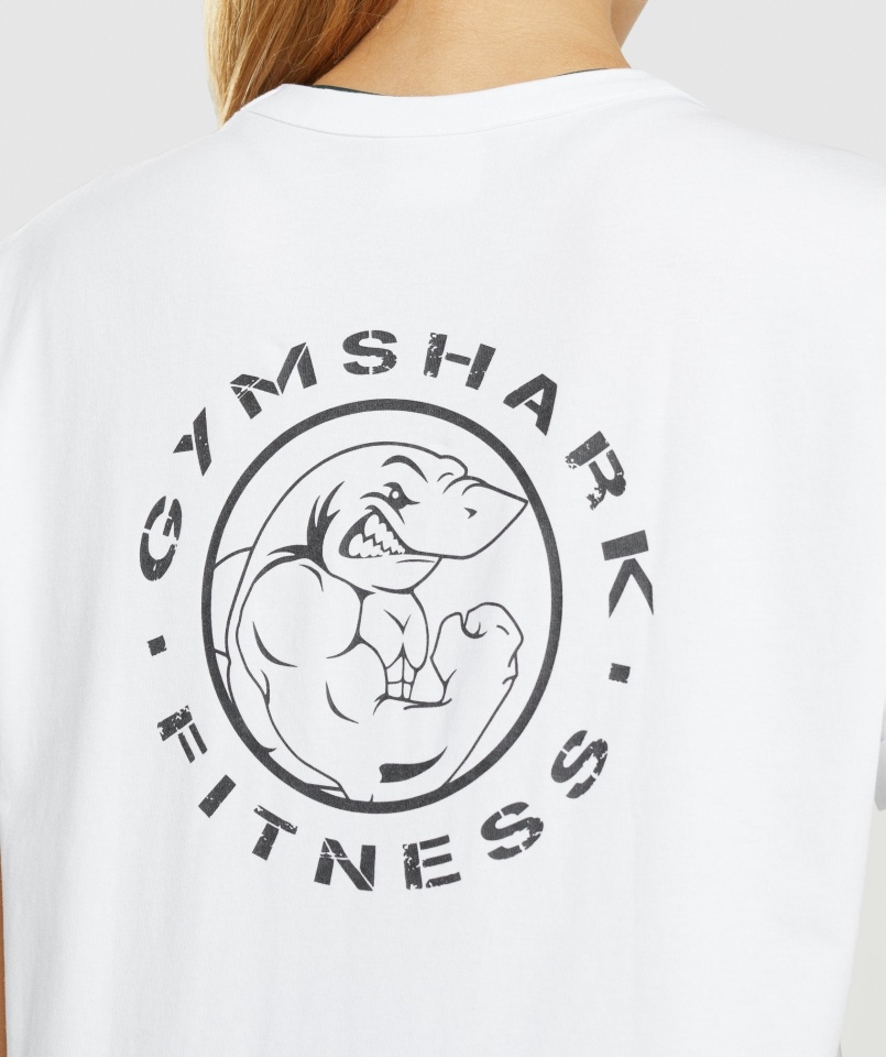 Gymshark Starsza Koszulka Graficzna Biała