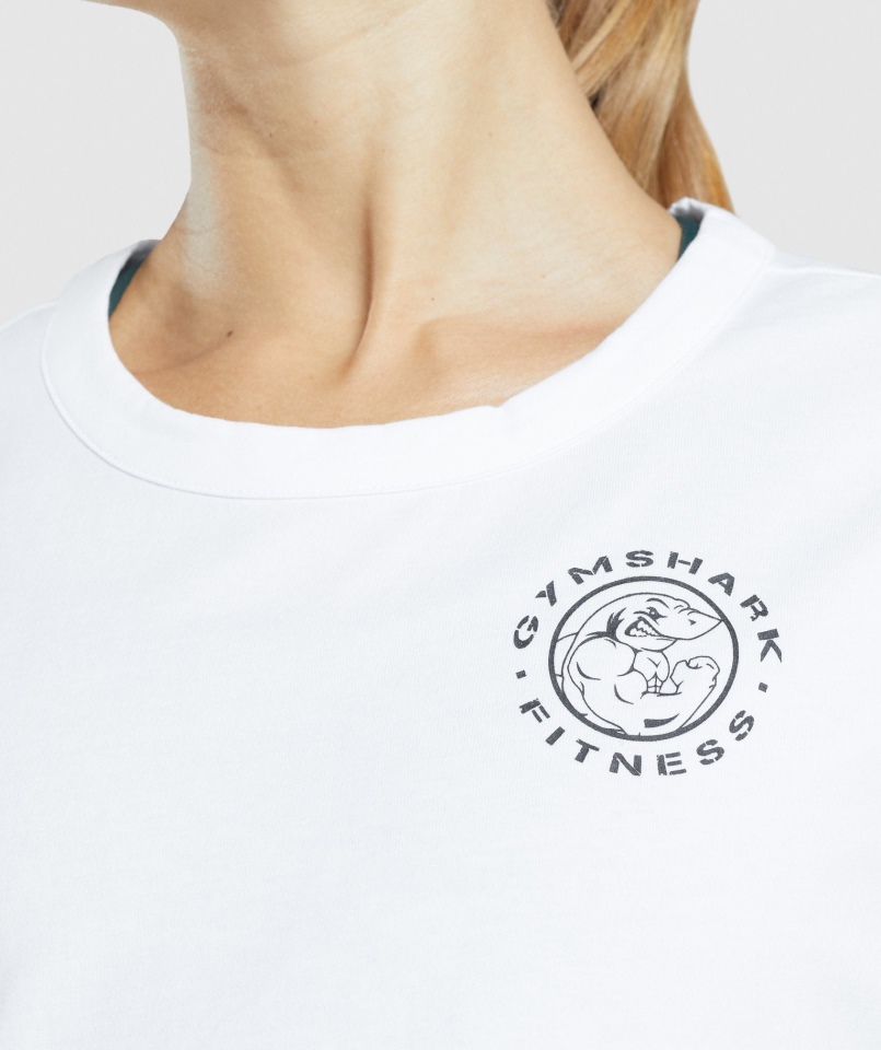 Gymshark Starsza Koszulka Graficzna Biała