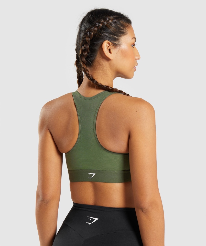 Gymshark Lekki Stanik Sportowy Z Wysokim Wsparciem, Oliwkowy