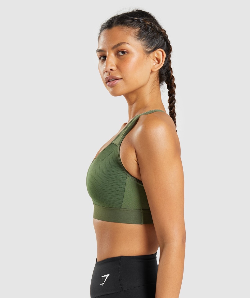 Gymshark Lekki Stanik Sportowy Z Wysokim Wsparciem, Oliwkowy