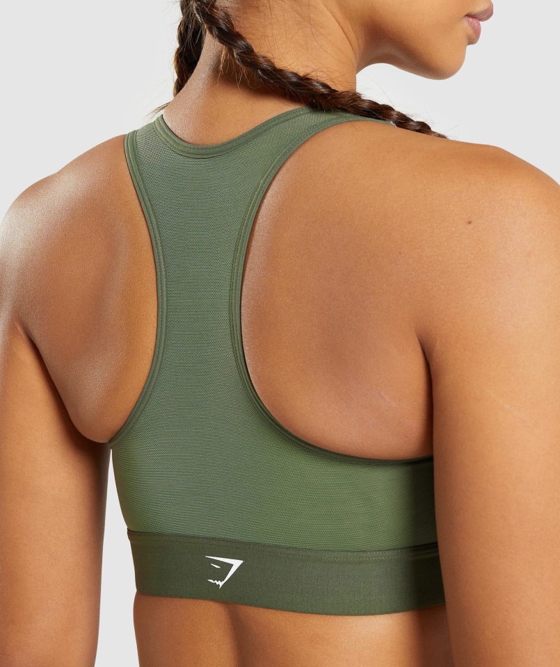 Gymshark Lekki Stanik Sportowy Z Wysokim Wsparciem, Oliwkowy