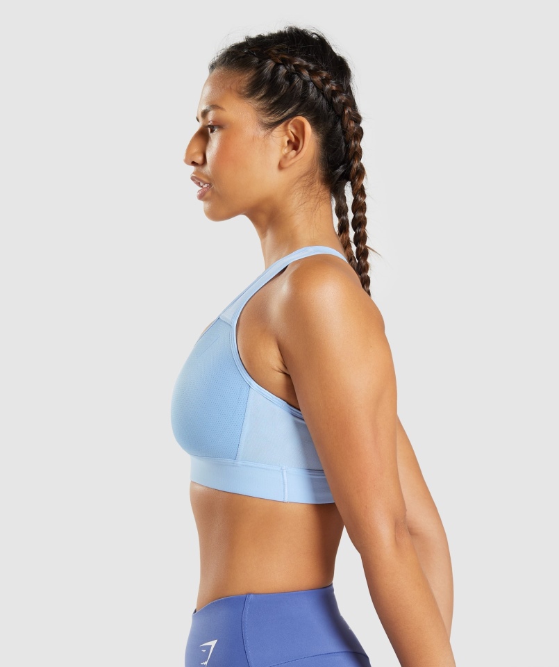Gymshark Lekki Biustonosz Sportowy Z Wysokim Wsparciem Moonstone Niebieski