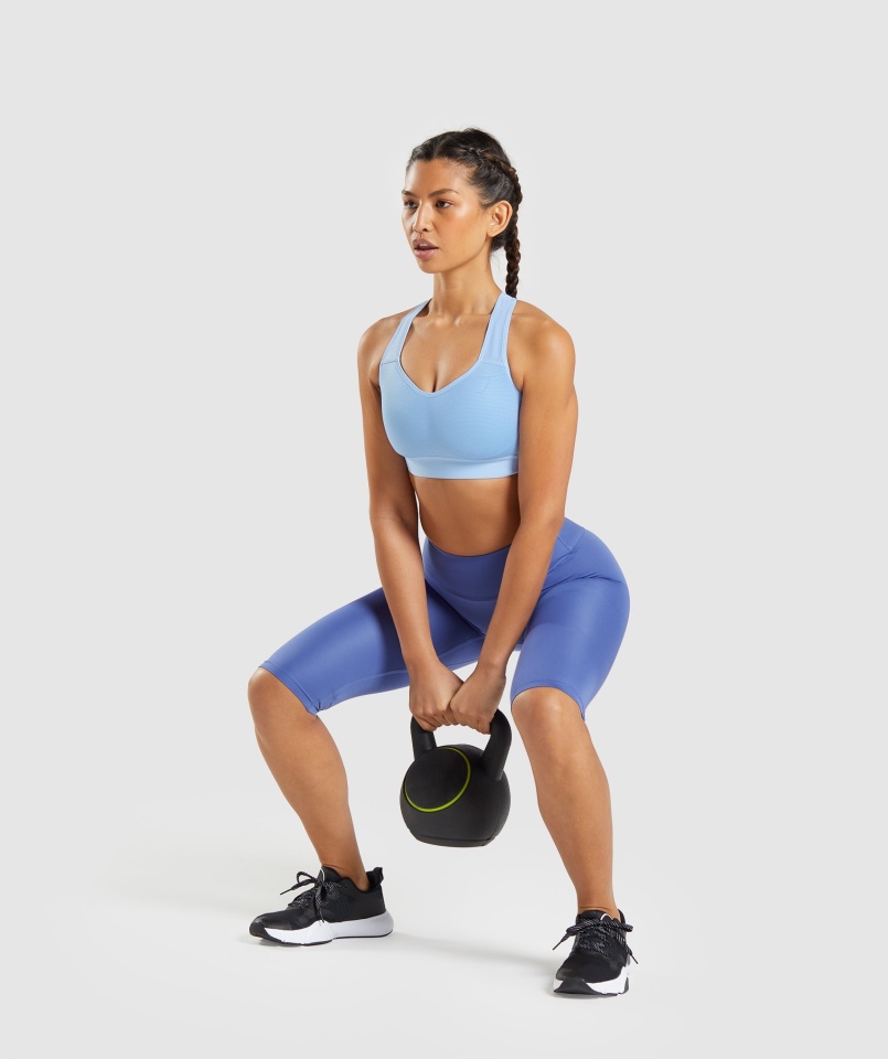 Gymshark Lekki Biustonosz Sportowy Z Wysokim Wsparciem Moonstone Niebieski