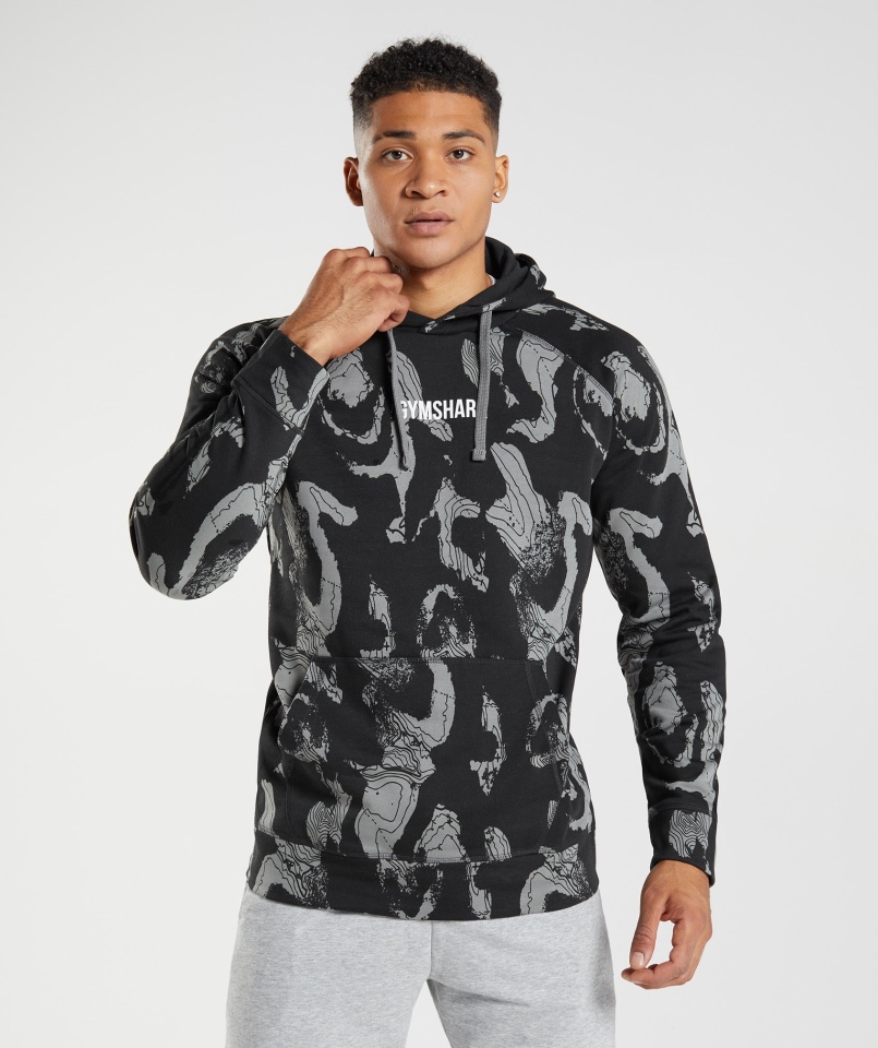 Gymshark Mapa Bluza Z Kapturem Z Czarnym Nadrukiem