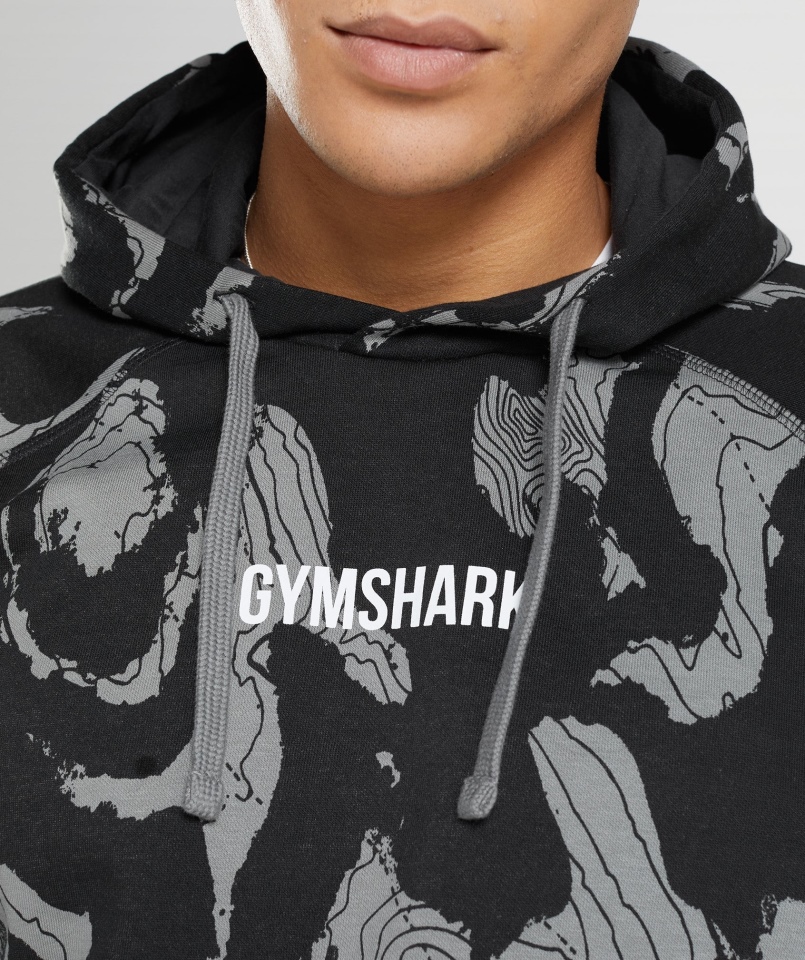 Gymshark Mapa Bluza Z Kapturem Z Czarnym Nadrukiem