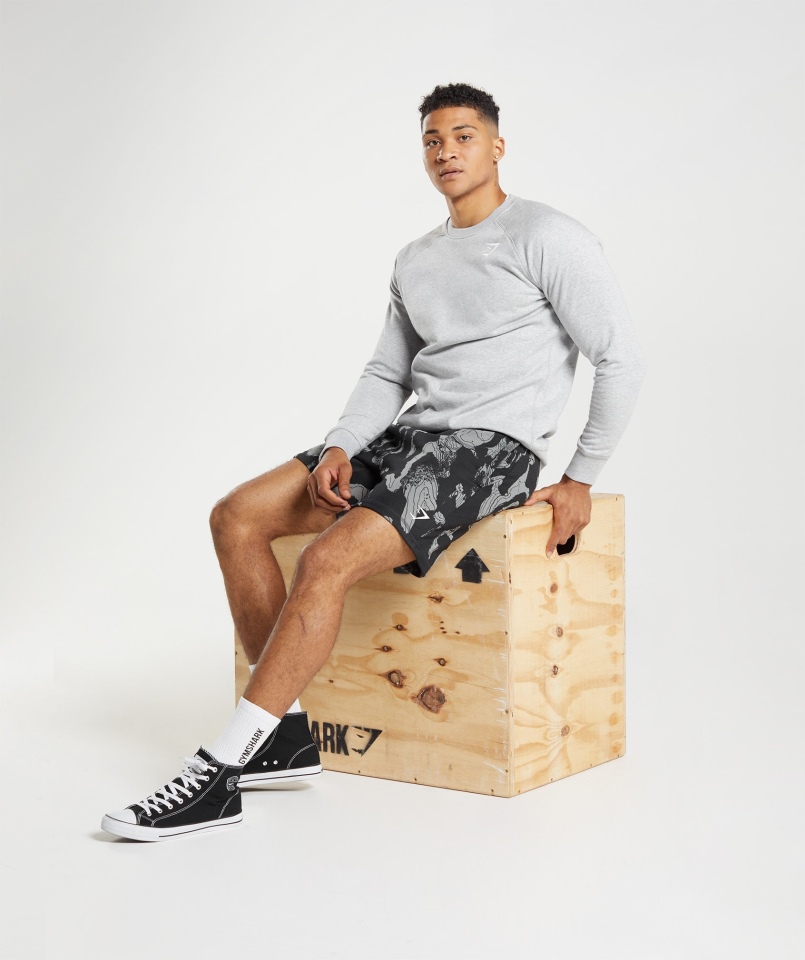 Gymshark Mapnik Spodenki Z Nadrukiem Czarny Print