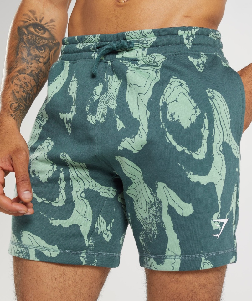 Gymshark Spodenki Z Nadrukiem W Kolorze Turkusowym