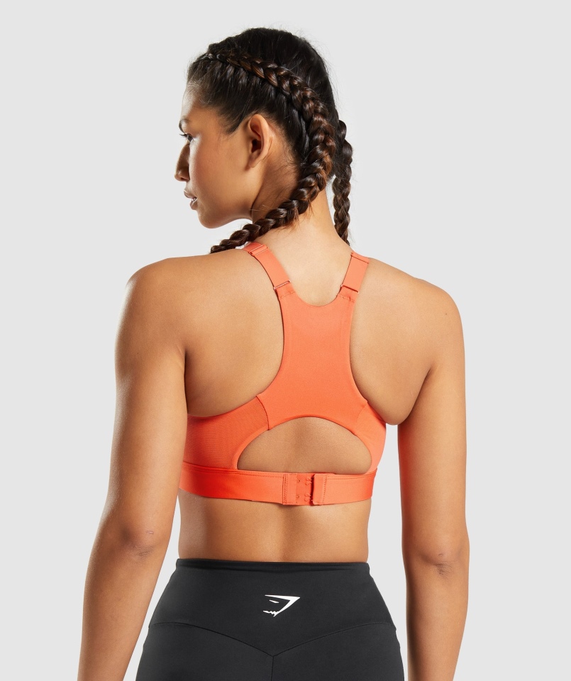 Gymshark Siateczkowy Dekolt 2.0 Biustonosz Sportowy Papaja Pomarańczowy