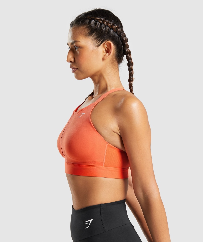 Gymshark Siateczkowy Dekolt 2.0 Biustonosz Sportowy Papaja Pomarańczowy