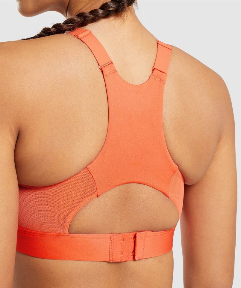 Gymshark Siateczkowy Dekolt 2.0 Biustonosz Sportowy Papaja Pomarańczowy