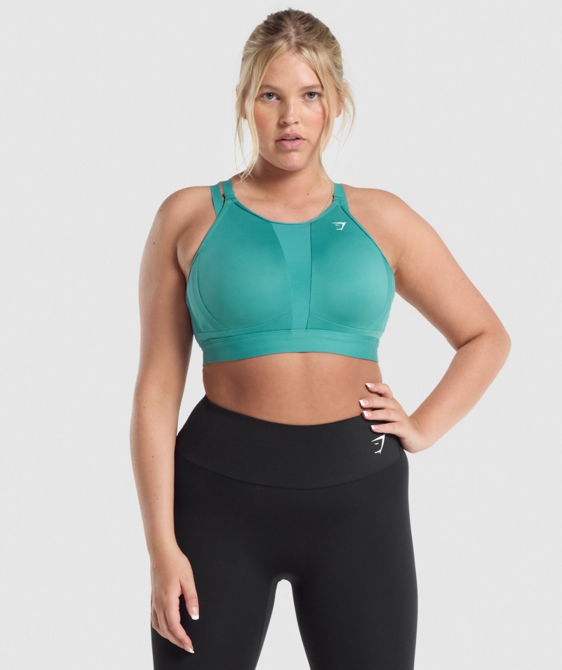 Stanik Sportowy Gymshark Z Dekoltem W Kolorze Turkusowym
