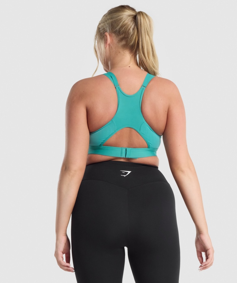 Stanik Sportowy Gymshark Z Dekoltem W Kolorze Turkusowym