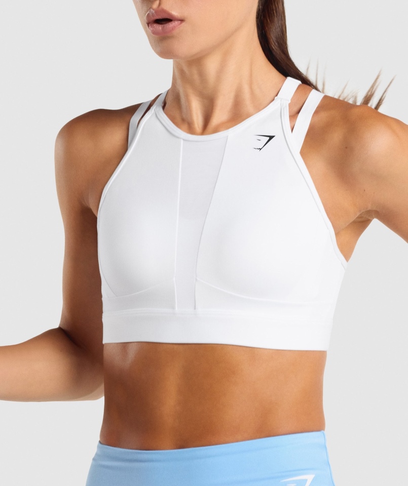 Biustonosz Sportowy Gymshark Z Siateczkowym Dekoltem Biały