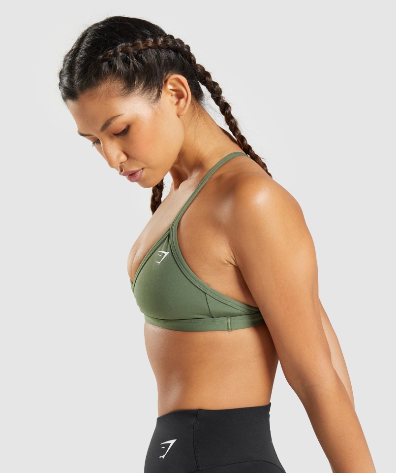Gymshark Minimal Sports Stanik Rdzeń Oliwkowy