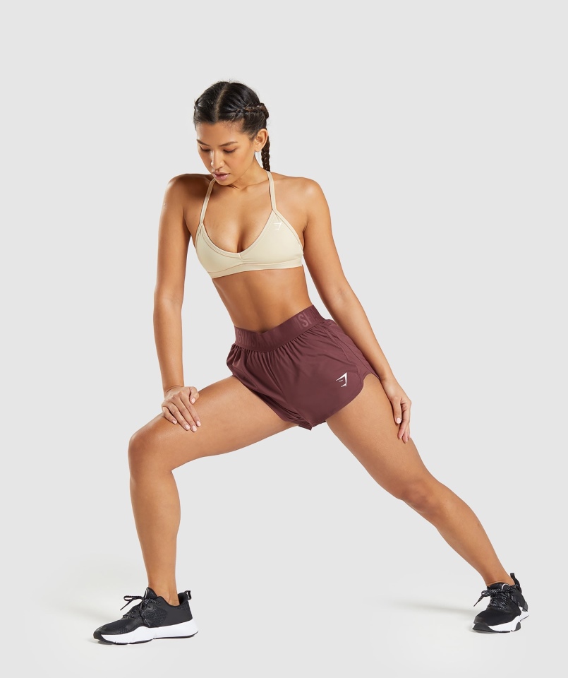 Gymshark Minimal Sports Biustonosz Waniliowy Brąz