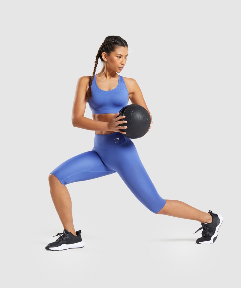Gymshark Biustonosz Sportowy Z Odkrytymi Plecami Niebieski