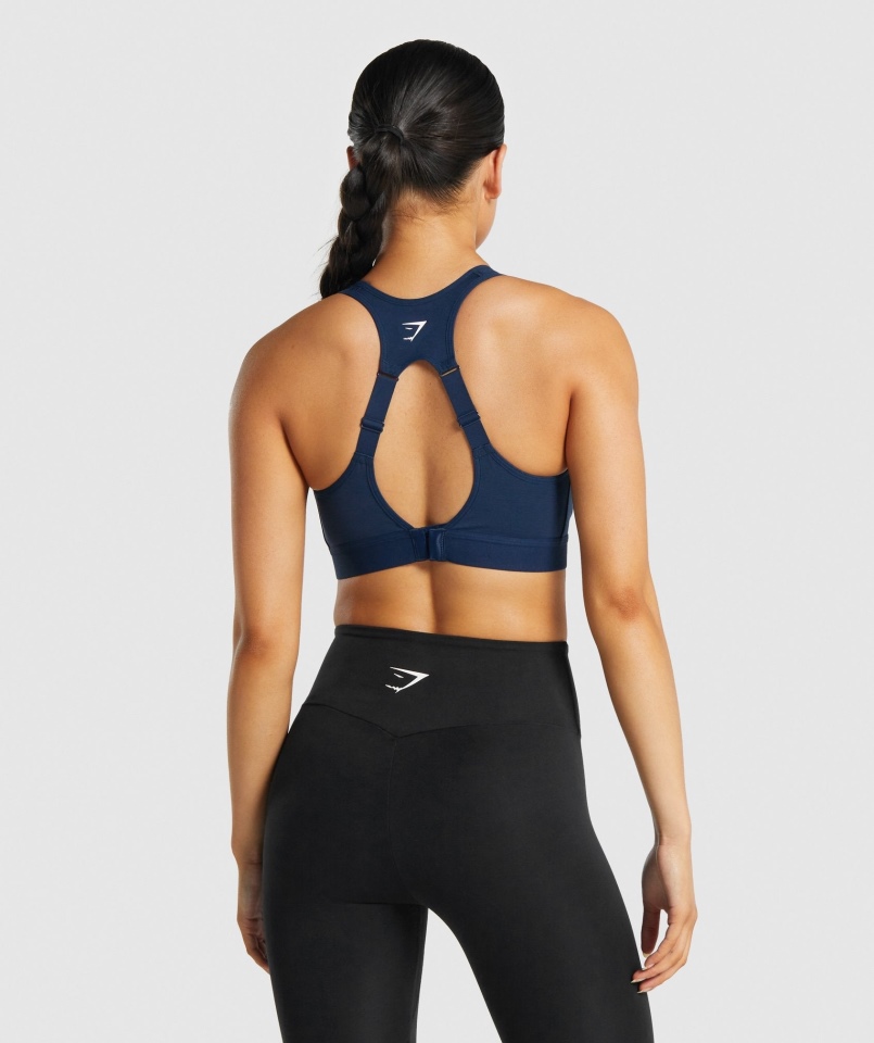 Gymshark Biustonosz Sportowy Z Odkrytymi Plecami Granatowy