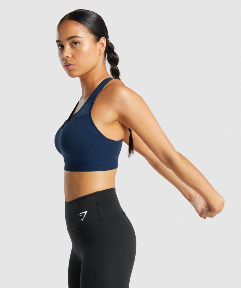 Gymshark Biustonosz Sportowy Z Odkrytymi Plecami Granatowy