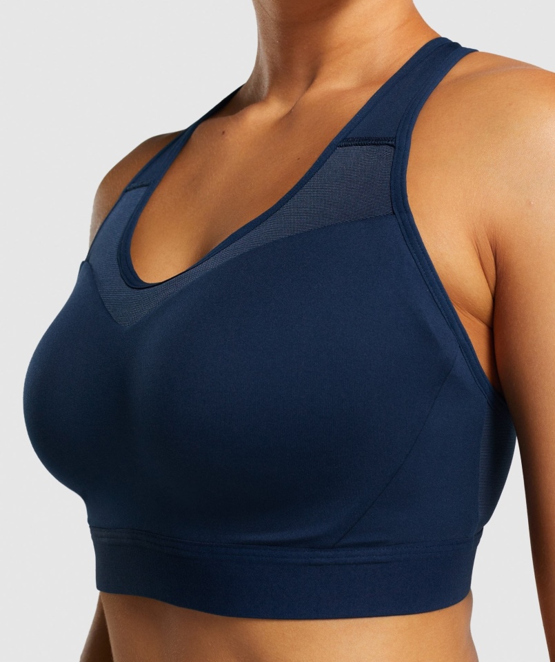 Gymshark Biustonosz Sportowy Z Odkrytymi Plecami Granatowy