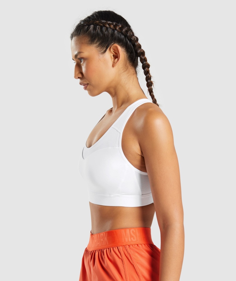 Gymshark Biustonosz Sportowy Z Odkrytymi Plecami Biały
