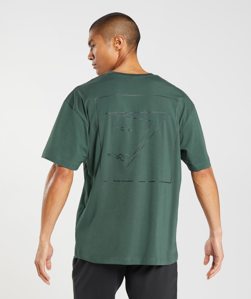 Gymshark Zarys Oversize T-shirt Obsydian Zielony