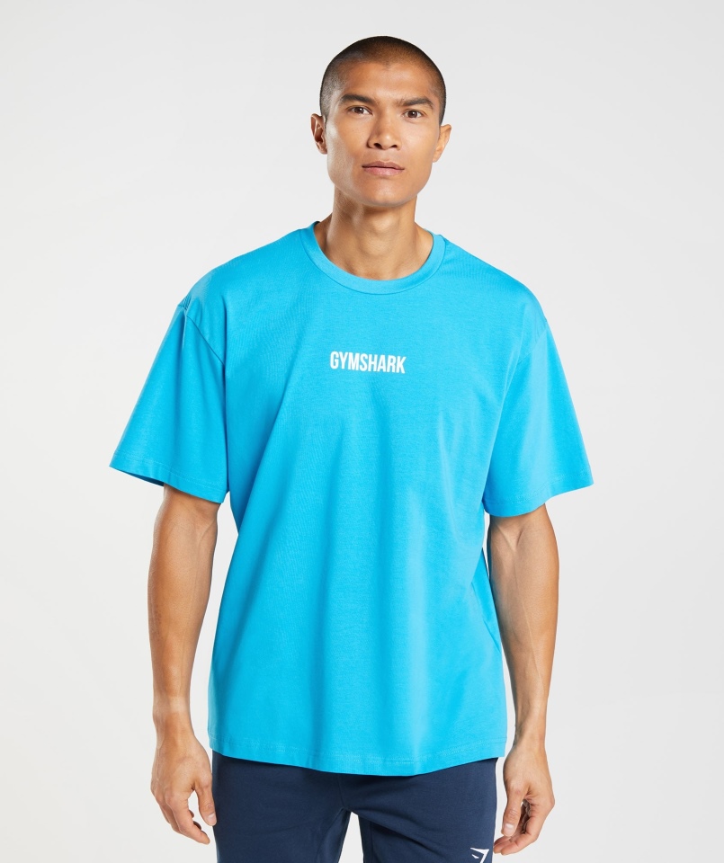 Gymshark Zarys Oversize T-shirt Niebieski Rekina