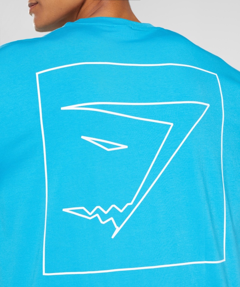 Gymshark Zarys Oversize T-shirt Niebieski Rekina