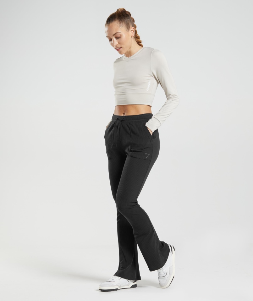 Gymshark Pauza Rozkloszowane Spodnie Czarne