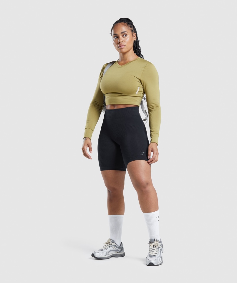 Gymshark Pauza Z Odkrytymi Plecami Crop Top Z Długim Rękawem Griffin Green