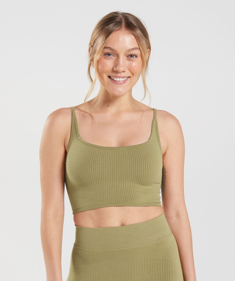 Gymshark Pauza Bezszwowy Bralette Zielony Gryf