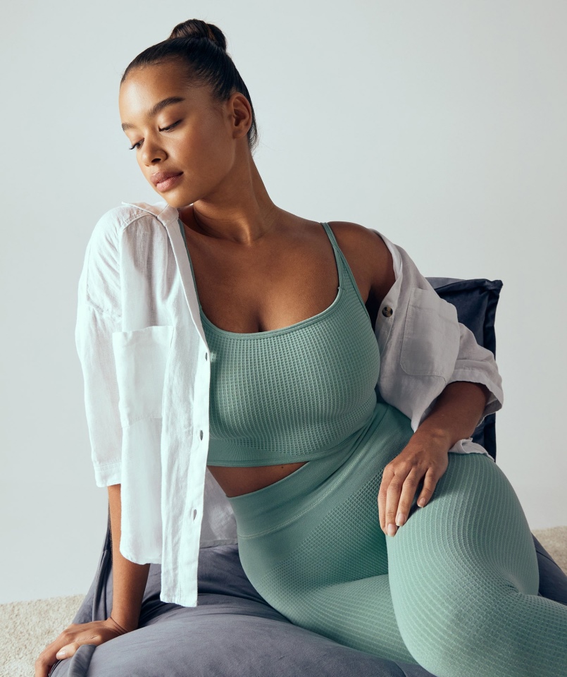 Gymshark Pauza Bezszwowy Bralette Maya Niebieski