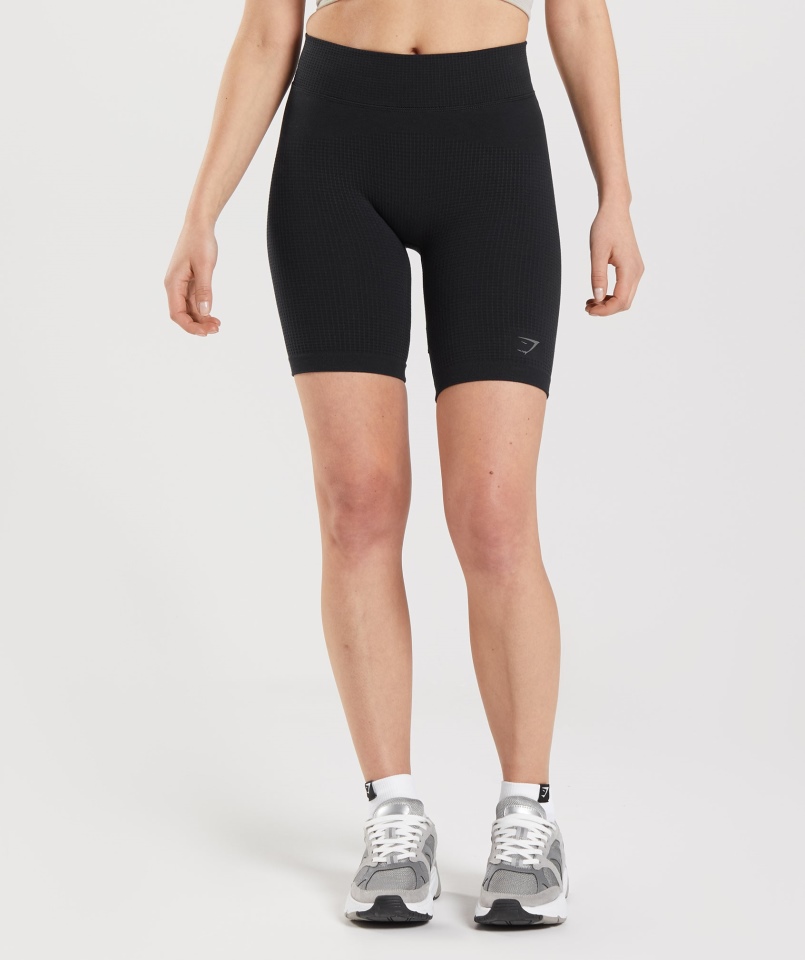 Gymshark Pauza Bezszwowe Spodenki Rowerowe Czarne