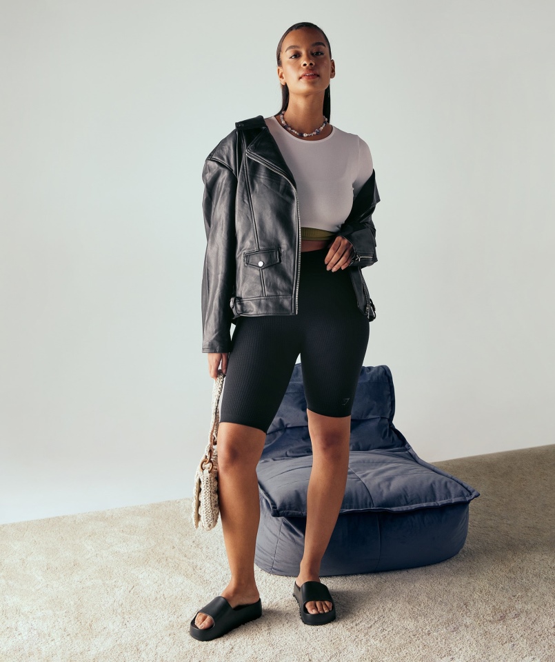 Gymshark Pauza Bezszwowe Spodenki Rowerowe Czarne