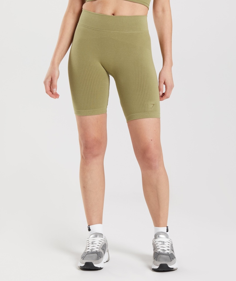 Gymshark Pauza Bezszwowe Spodenki Rowerowe Griffin Green