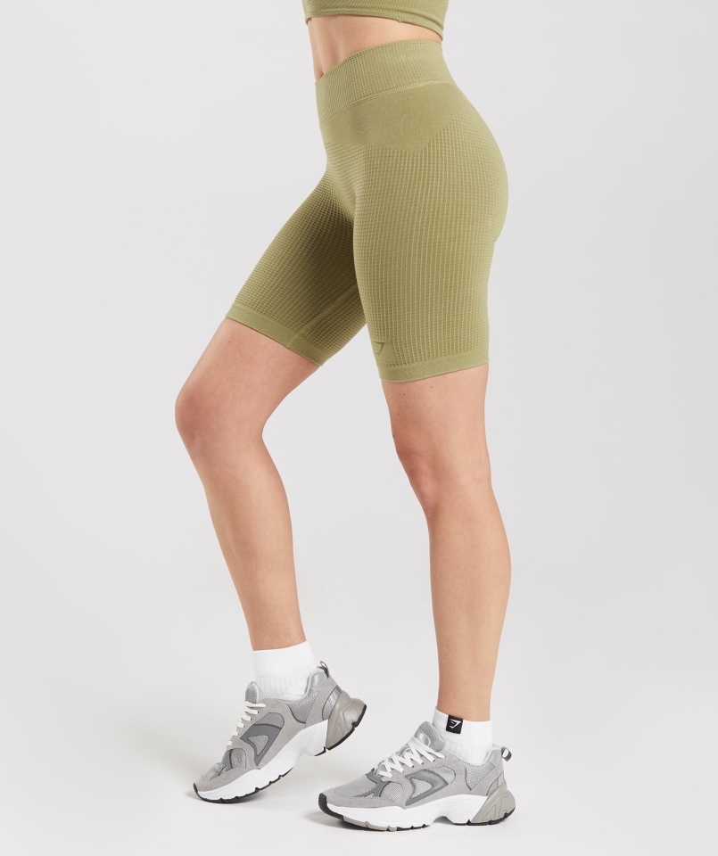 Gymshark Pauza Bezszwowe Spodenki Rowerowe Griffin Green