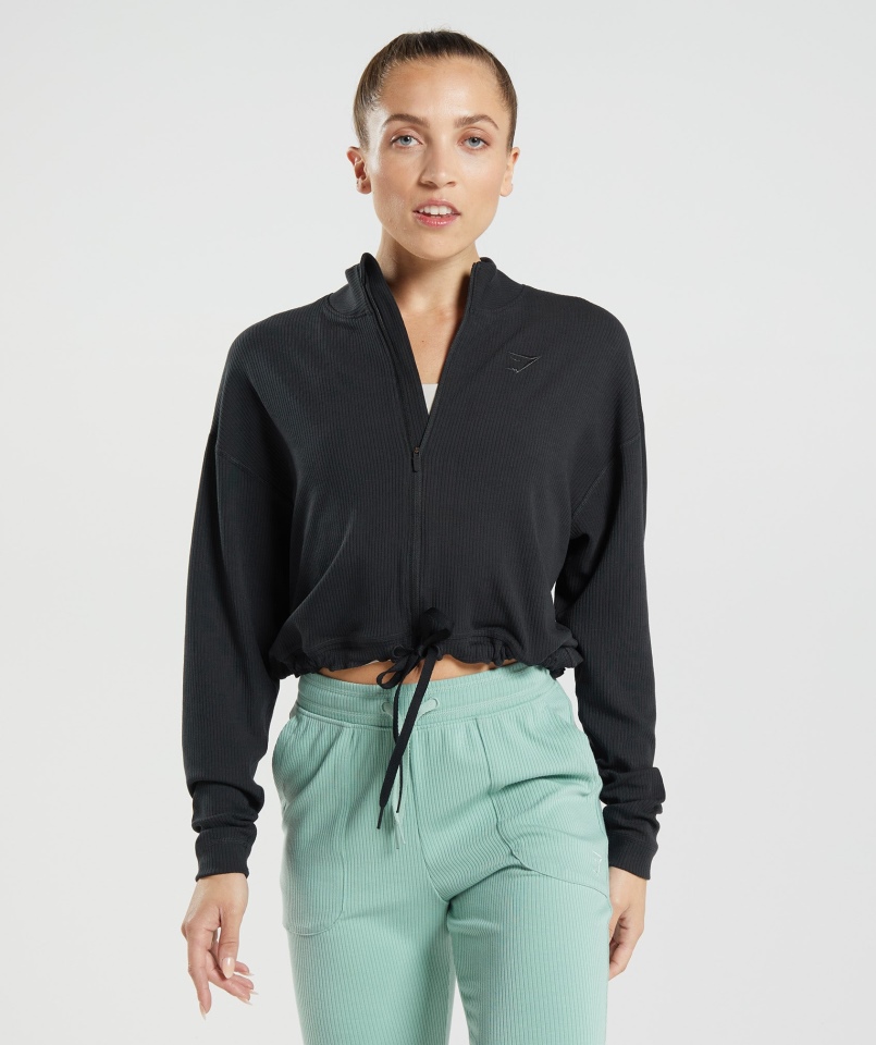 Gymshark Pauza Zapinana Na Zamek Kurtka Czarna