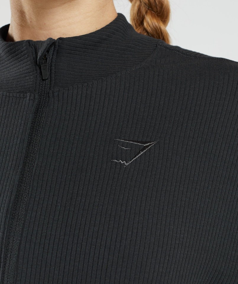 Gymshark Pauza Zapinana Na Zamek Kurtka Czarna