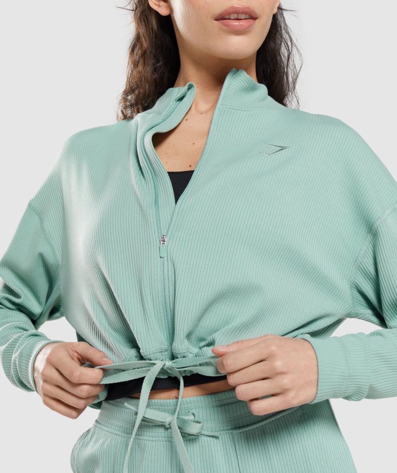 Gymshark Pauza Zapinana Na Zamek Kurtka Maya Niebieska