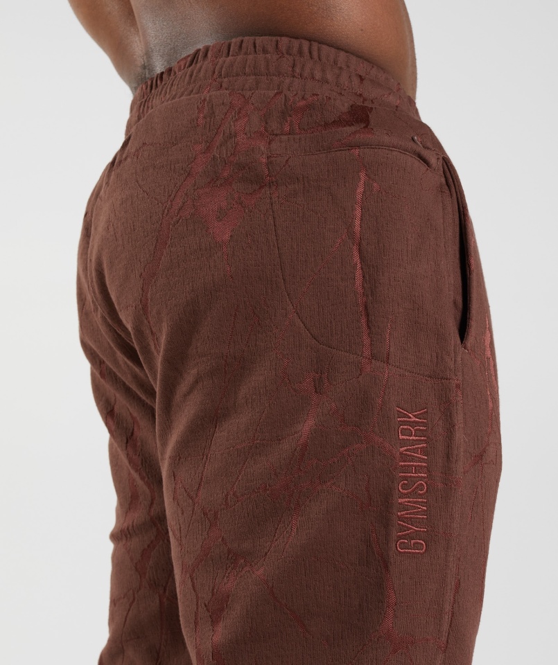Gymshark Power Joggers Wiśniowy Brązowy Nadruk