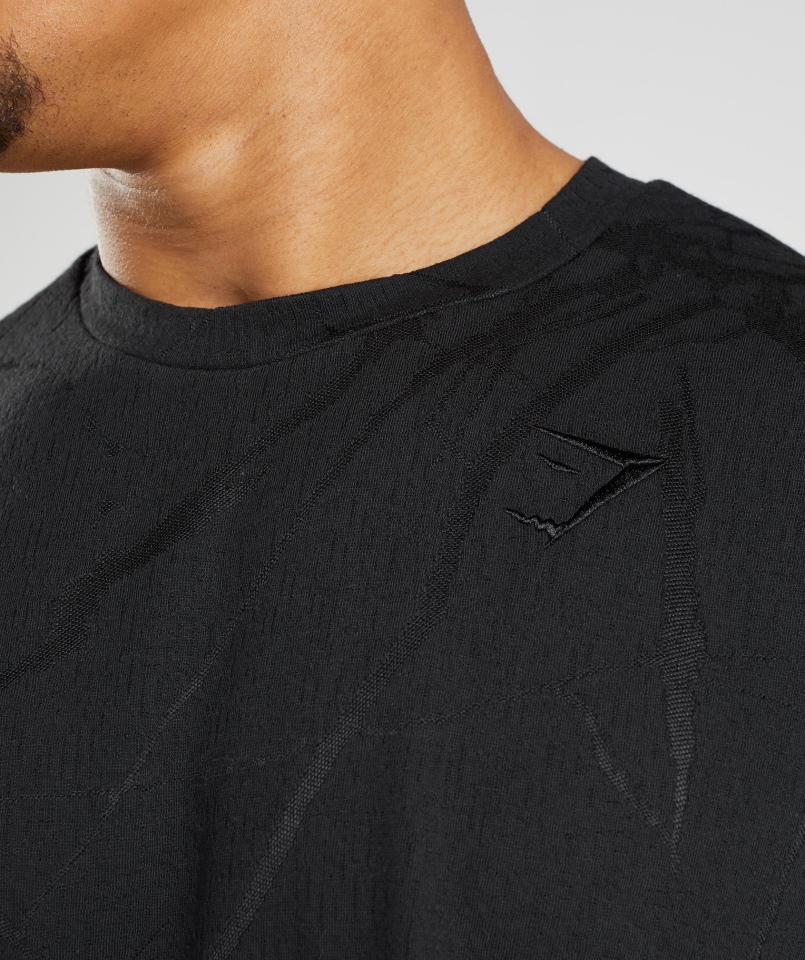 Gymshark Power Czarny Nadruk Z Krótkim Rękawem,