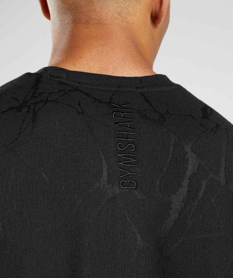 Gymshark Power Czarny Nadruk Z Krótkim Rękawem,