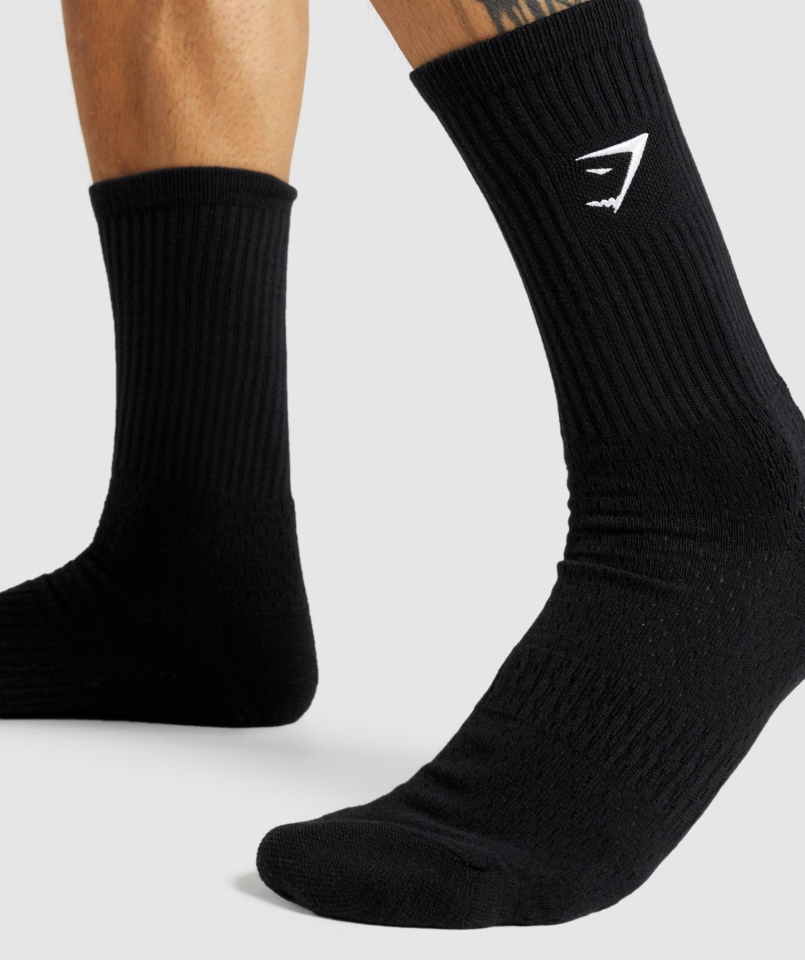 Gymshark Premium Wyszywana Skarpeta Załogi 1 Szt. Czarna