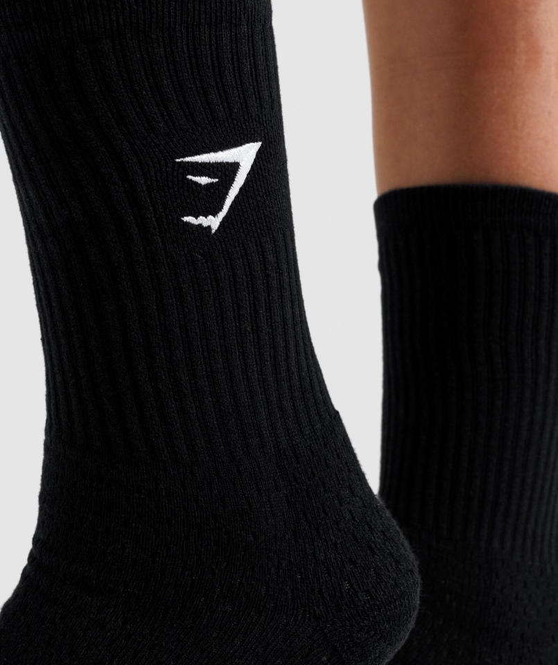 Gymshark Premium Wyszywana Skarpeta Załogi 1 Szt. Czarna
