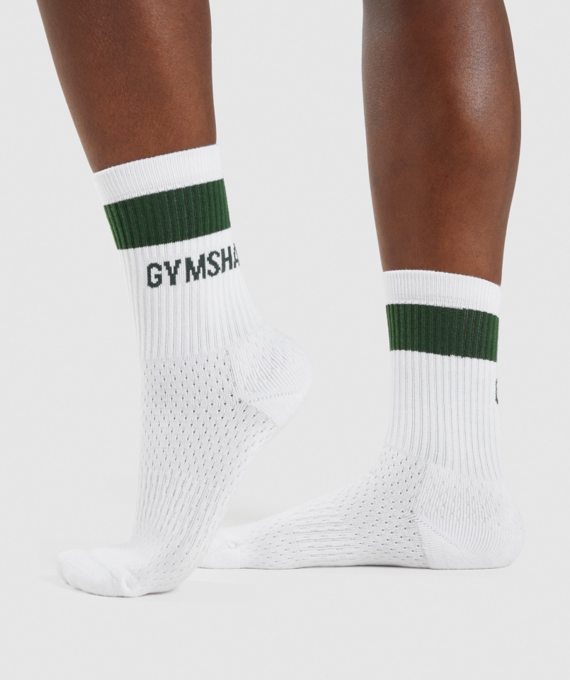 Gymshark Premium Skarpetki Z Logo Załogi Sportowe Zielone