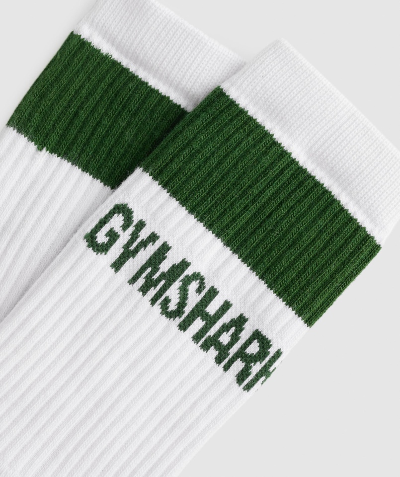 Gymshark Premium Skarpetki Z Logo Załogi Sportowe Zielone