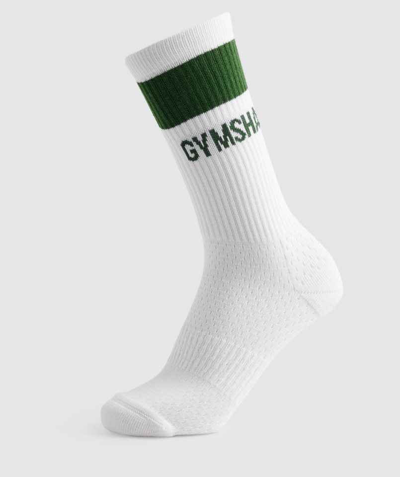 Gymshark Premium Skarpetki Z Logo Załogi Sportowe Zielone