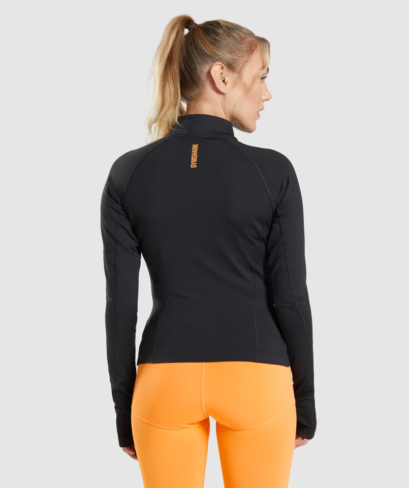 Gymshark Puls 1/4 Zamek Czarny
