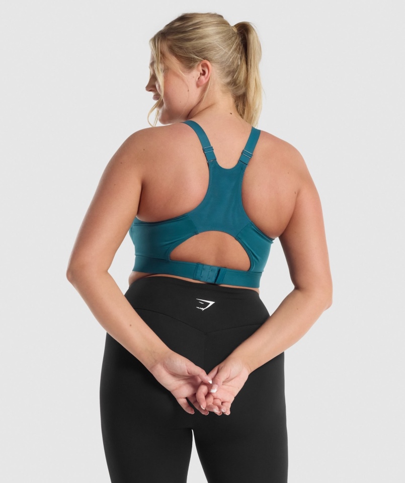 Gymshark Racer Biustonosz Sportowy Z Tyłu Turkusowy