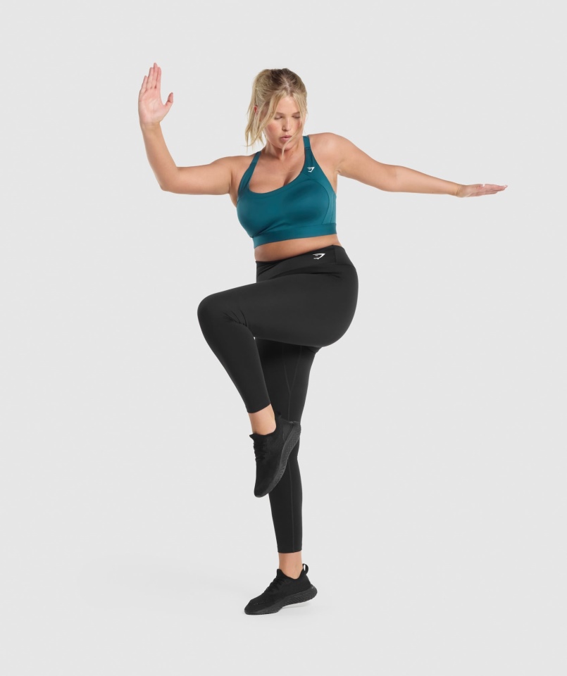 Gymshark Racer Biustonosz Sportowy Z Tyłu Turkusowy