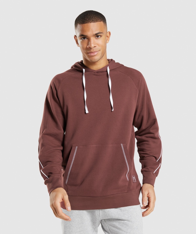 Gymshark Wnęka Bluza Z Kapturem Wiśnia Brązowo-biała